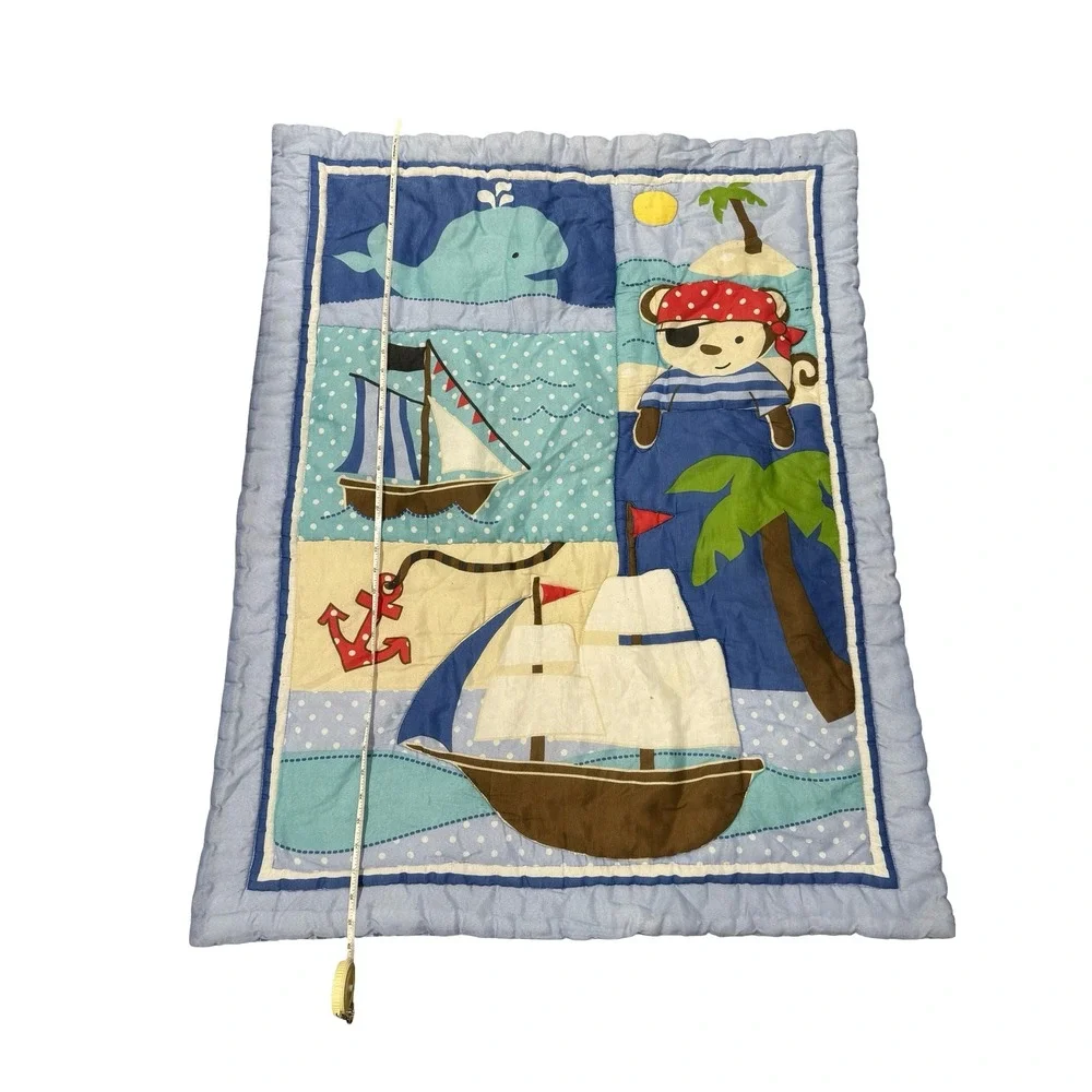 Little Bedding by NoJo Pirate Bear Nautical Baby Crib Blanket Sailboat Whale